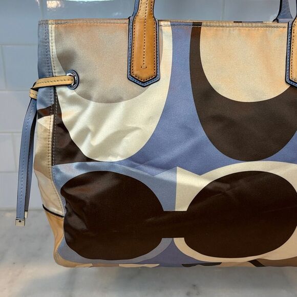 Coach Bag Purse Handbag Charlie Chelsea Sateen Scarf Print Colorful Tote Bag - Picture 5 of 16